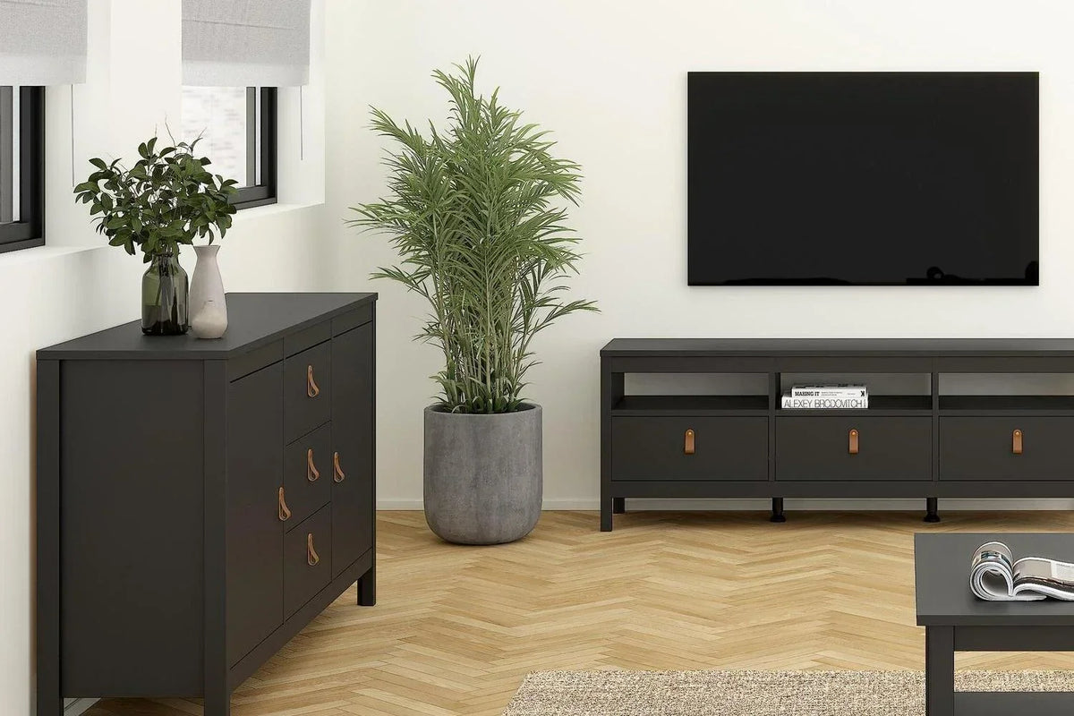 Barcelona Sideboard 2 Doors 3 Drawers In Matt Black