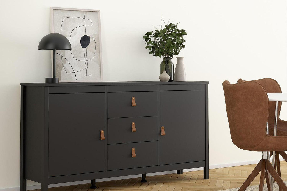 Barcelona Sideboard 2 Doors 3 Drawers In Matt Black