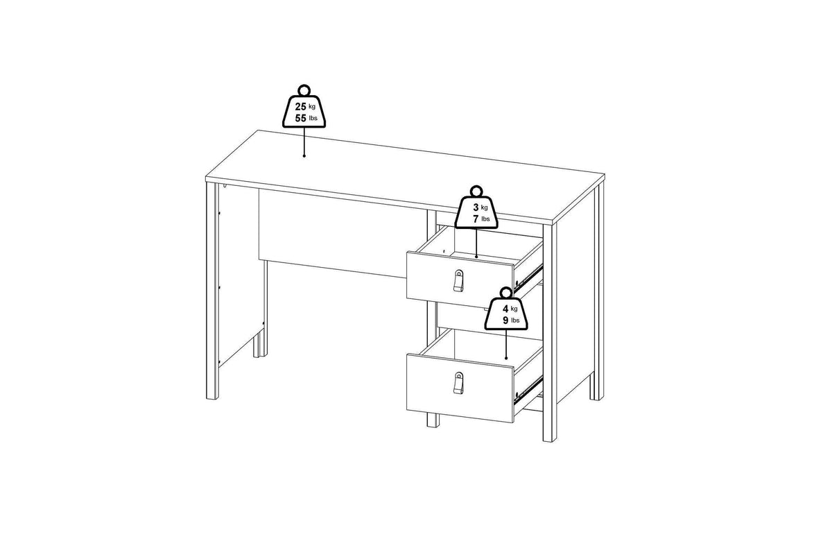 Barcelona Desk 3 Drawers In White