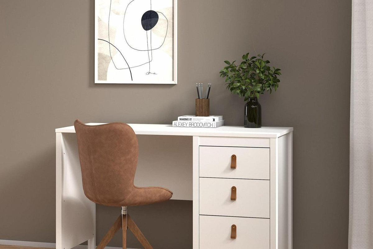 Barcelona Desk 3 Drawers In White