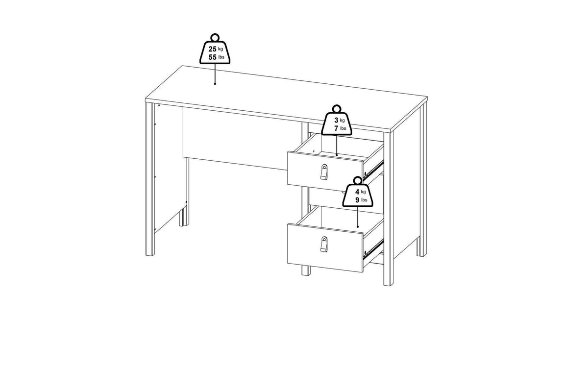 Barcelona Desk 3 Drawers In Matt Black