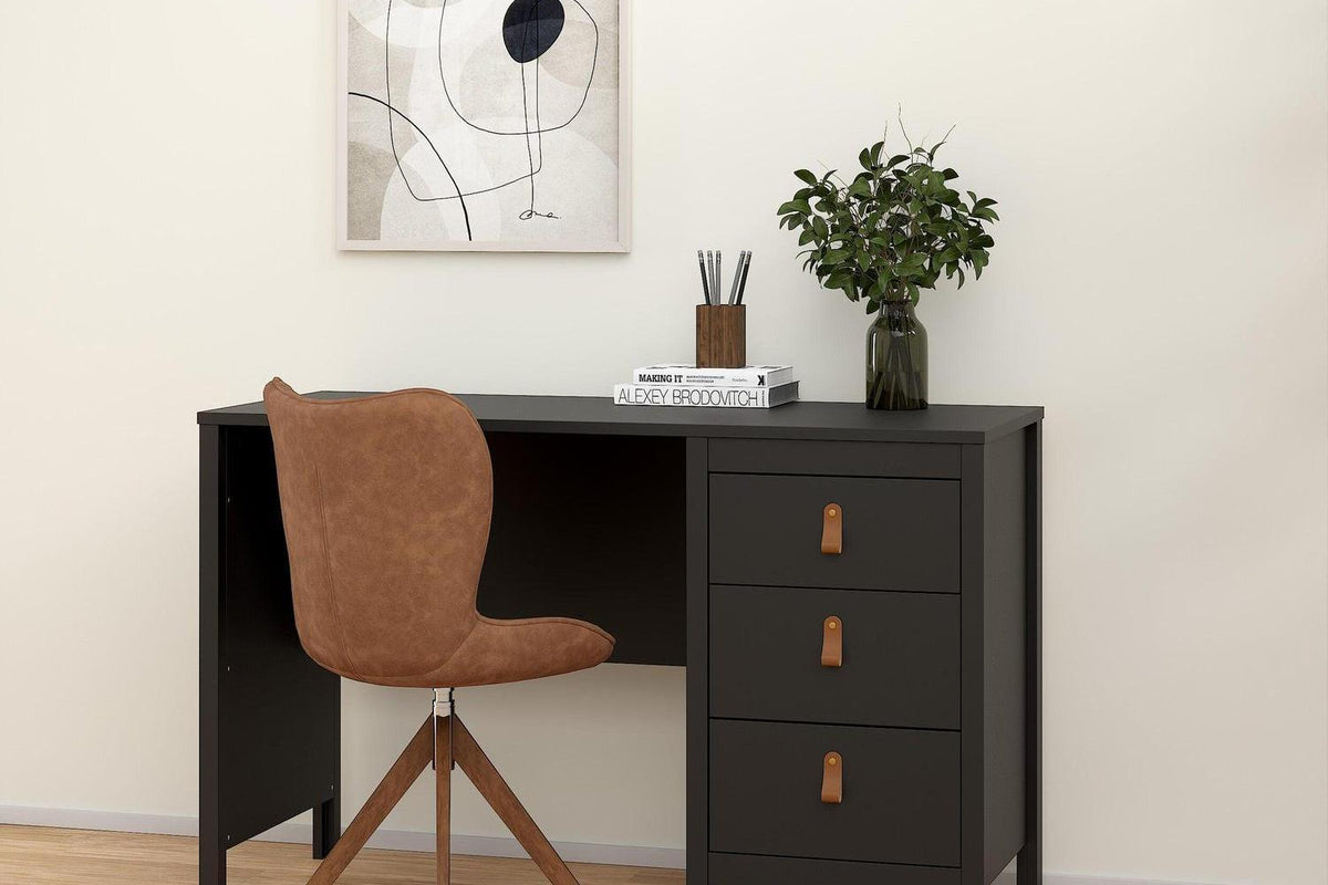 Barcelona Desk 3 Drawers In Matt Black