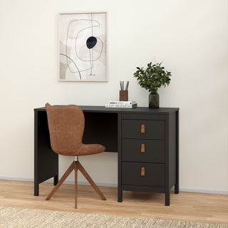barcelona desk 3 drawers in matt black