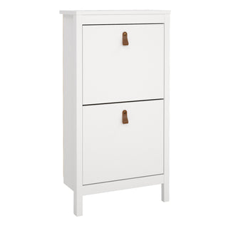 barcelona shoe cabinet 2 flip down doors in white