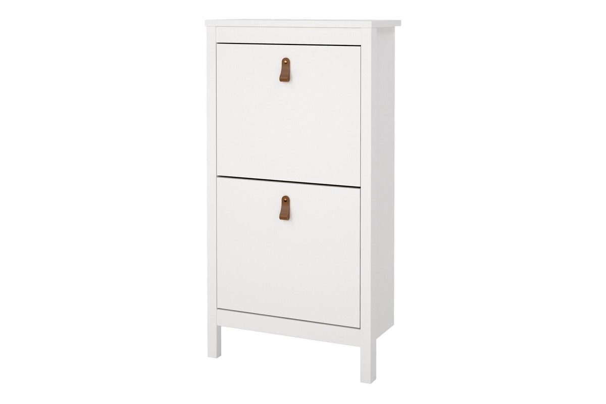 Barcelona Shoe Cabinet 2 Flip Down Doors In White