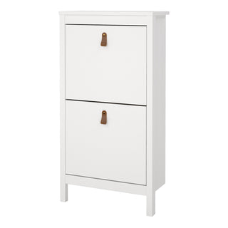 barcelona shoe cabinet 2 flip down doors in white