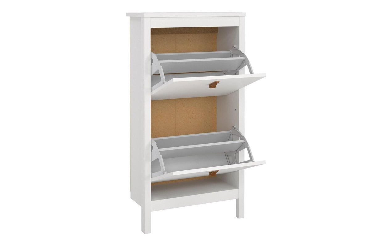 Barcelona Shoe Cabinet 2 Flip Down Doors In White