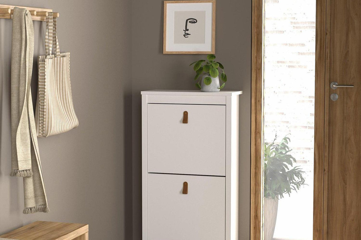 Barcelona Shoe Cabinet 2 Flip Down Doors In White