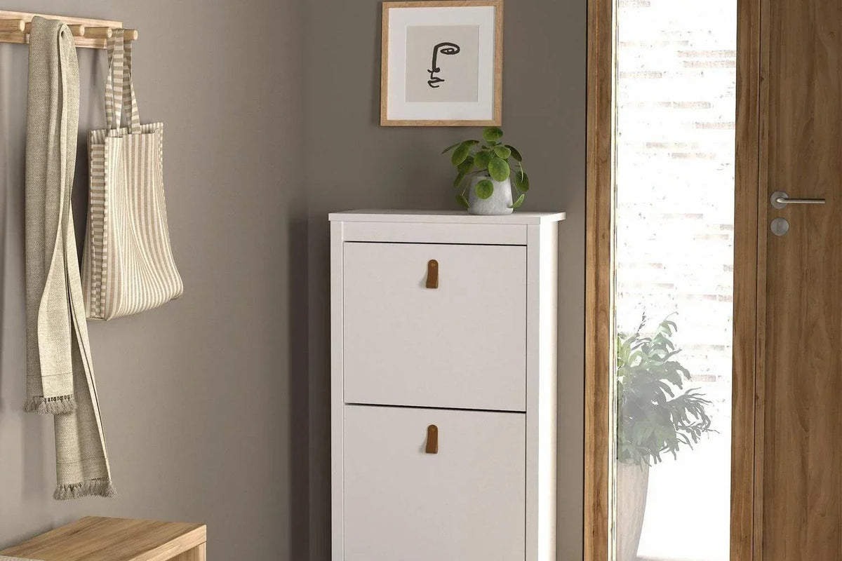 Barcelona Shoe Cabinet 2 Flip Down Doors In White