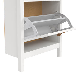 barcelona shoe cabinet 2 flip down doors in white