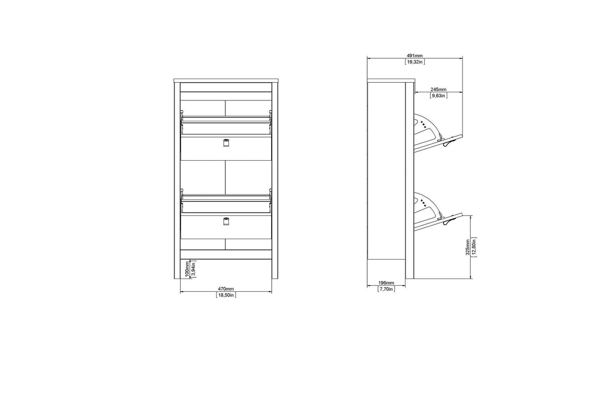 Barcelona Shoe Cabinet 2 Flip Down Doors In Matt Black
