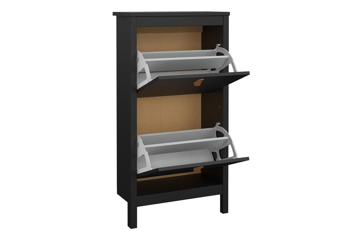 Barcelona Shoe Cabinet 2 Flip Down Doors In Matt Black