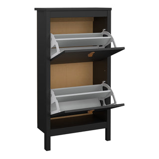 barcelona shoe cabinet 2 flip down doors in matt black