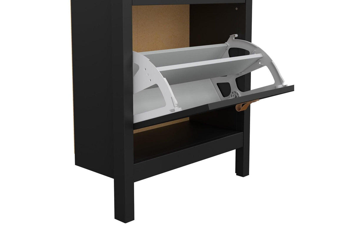 Barcelona Shoe Cabinet 2 Flip Down Doors In Matt Black