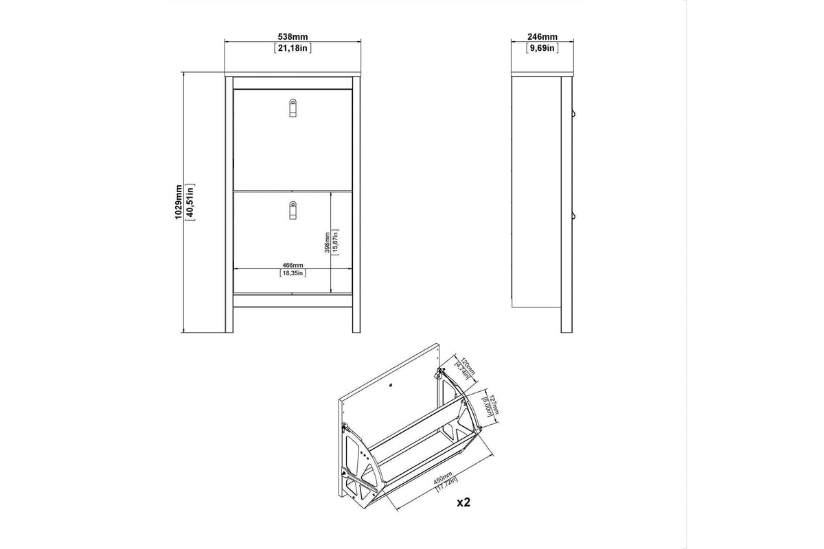 Barcelona Shoe Cabinet 2 Flip Down Doors In Matt Black