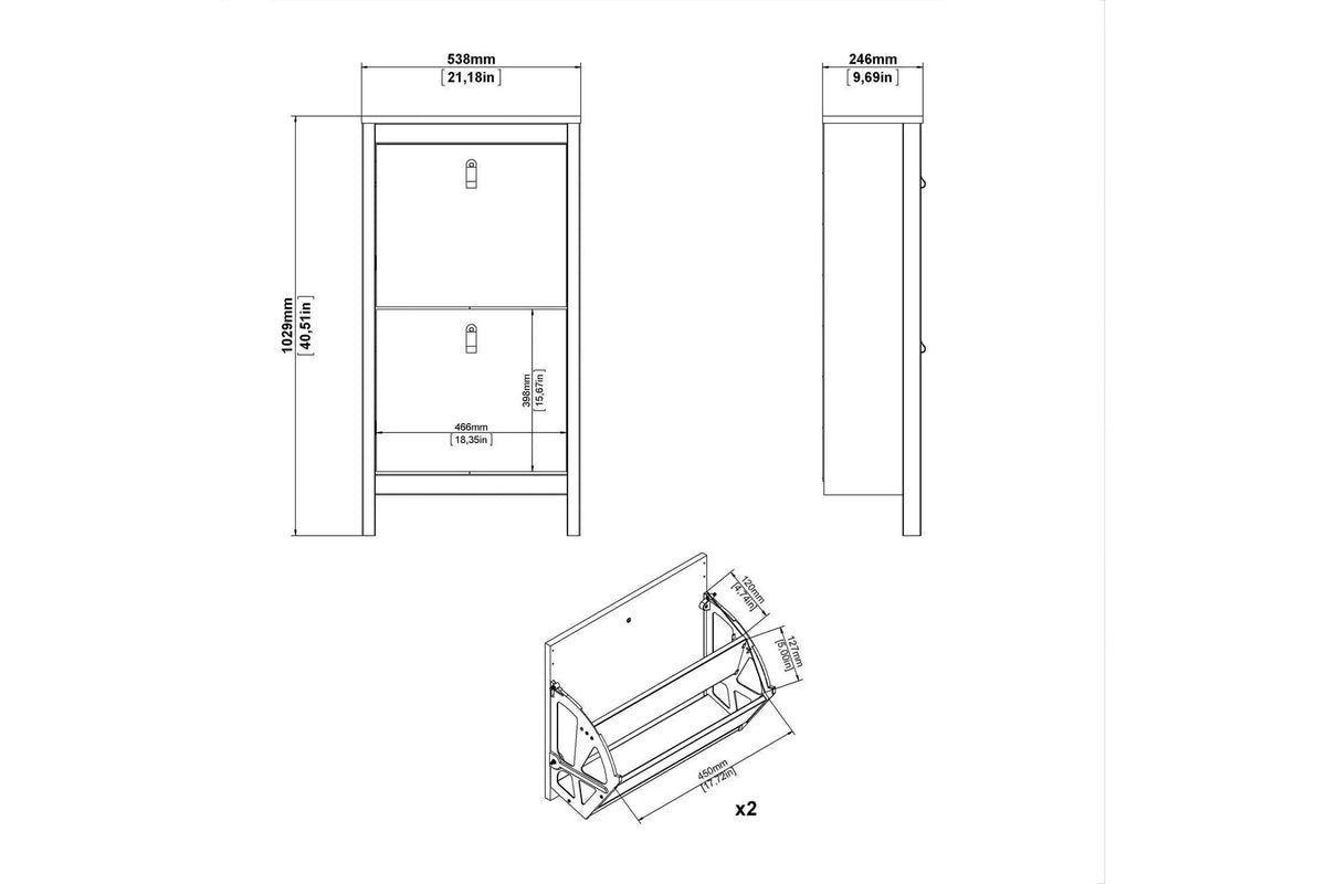 Barcelona Shoe Cabinet 2 Flip Down Doors In Matt Black