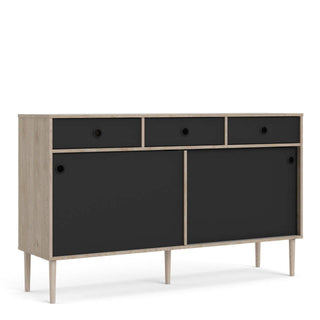 Rome Sideboard 2 Sliding Doors + 3 Drawers in Jackson Hickory Oak and Matt Black - Msofas LTD