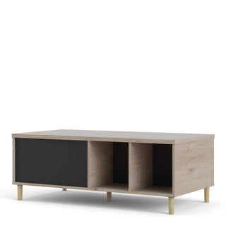 Rome Coffee Table with Sliding Top in Jackson Hickory Oak with Matt Black - Msofas LTD