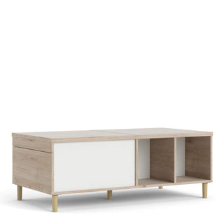 Rome Coffee Table with Sliding Top in Jackson Hickory Oak with Matt White - Msofas LTD