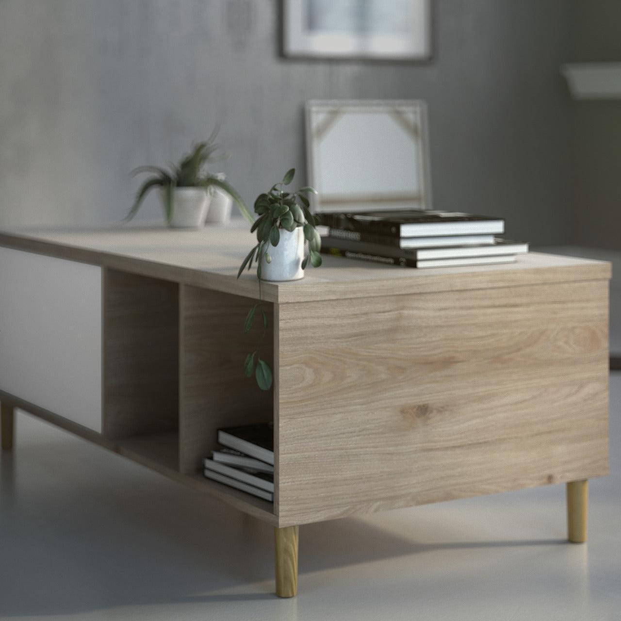 Rome Coffee Table with Sliding Top in Jackson Hickory Oak with Matt White