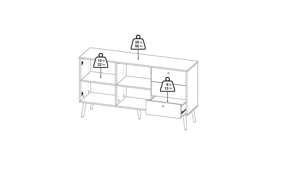 Cumbria Sideboard 2 Doors + 3 Drawers White