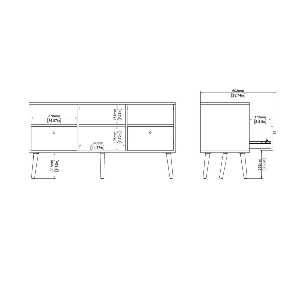 Cumbria Tv-Unit 2 Drawers Dark Grey