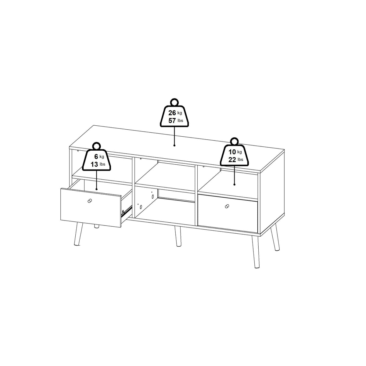 Cumbria Tv-Unit 2 Drawers Dark Grey