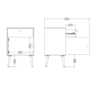 Cumbria Nightstand 1 Door + 1 Drawer Dark Grey