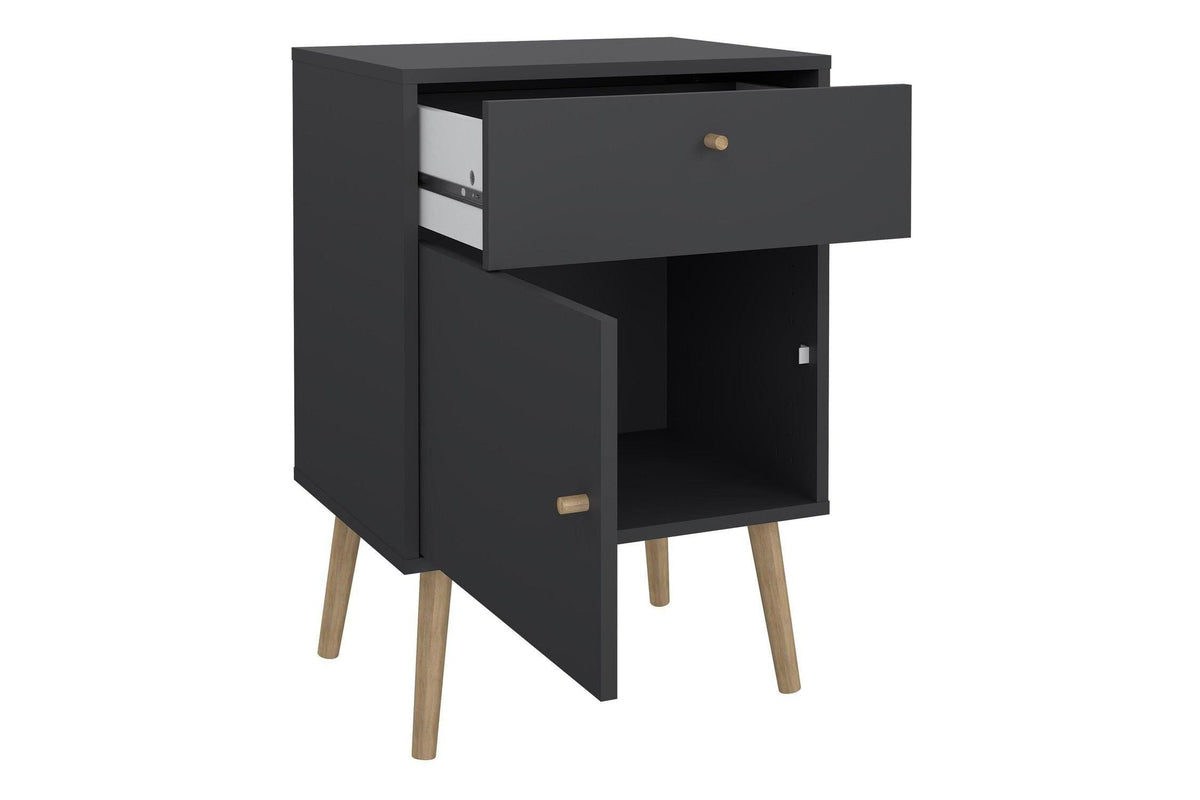 Cumbria Nightstand 1 Door + 1 Drawer Dark Grey