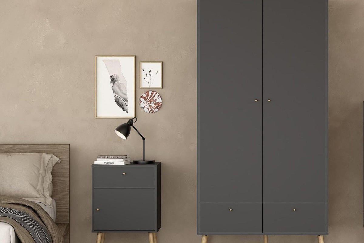 Cumbria Nightstand 1 Door + 1 Drawer Dark Grey