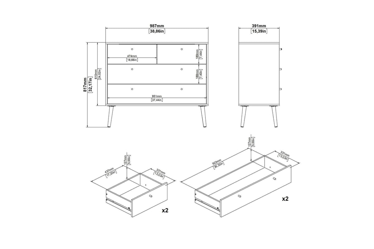 Cumbria Chest 2 + 2 Drawers White