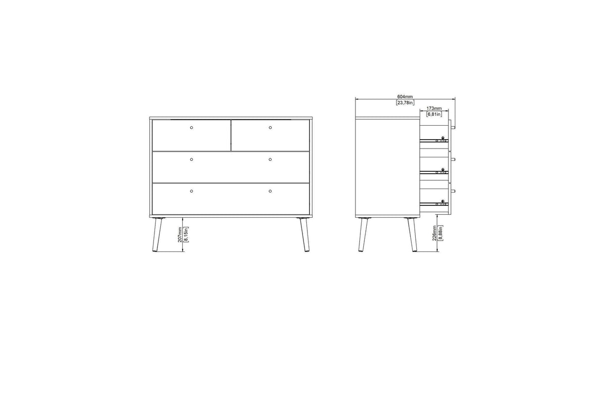 Cumbria Chest 2 + 2 Drawers Dark Grey