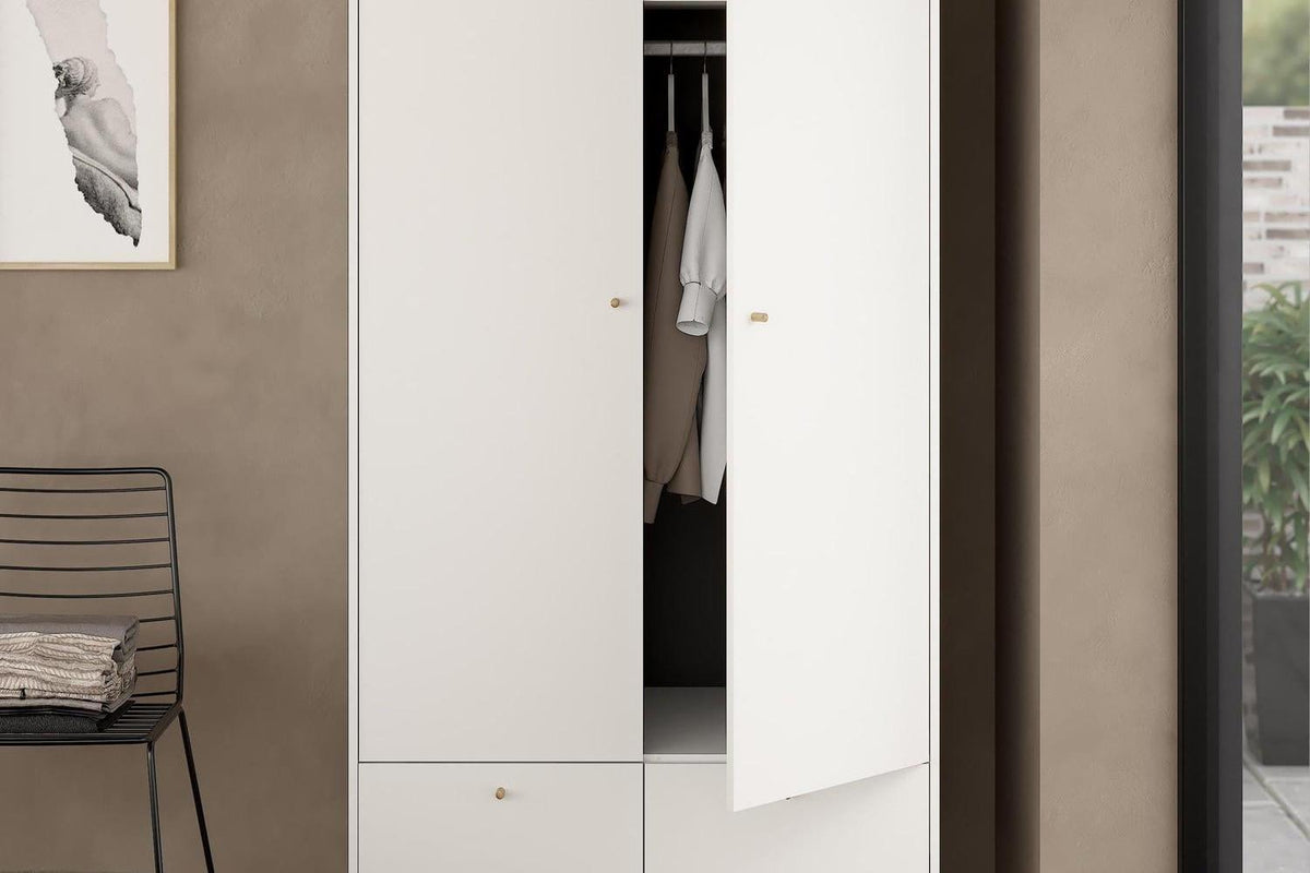 Cumbria Wardrobe With 2 Doors + 2 Drawers White