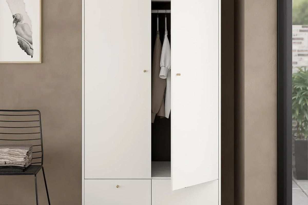 Cumbria Wardrobe With 2 Doors + 2 Drawers White