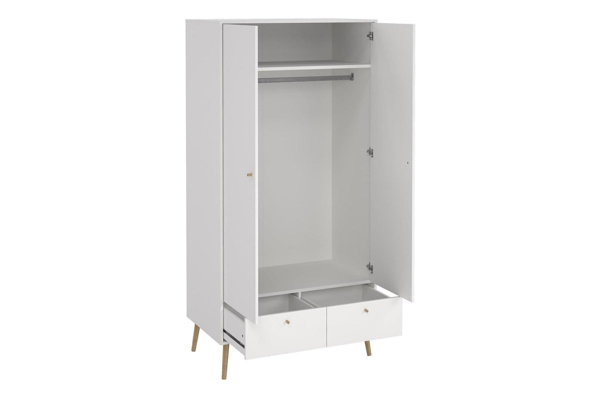 Cumbria Wardrobe With 2 Doors + 2 Drawers White