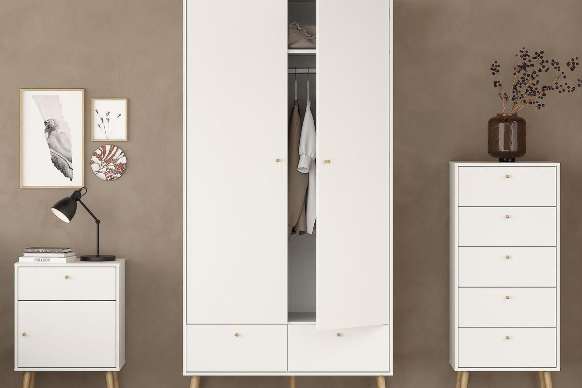 Cumbria Wardrobe With 2 Doors + 2 Drawers White