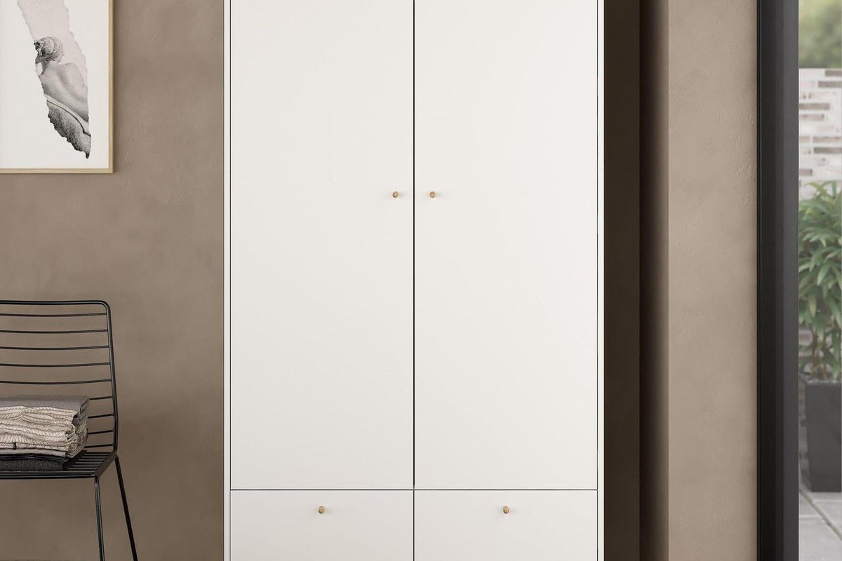 Cumbria Wardrobe With 2 Doors + 2 Drawers White