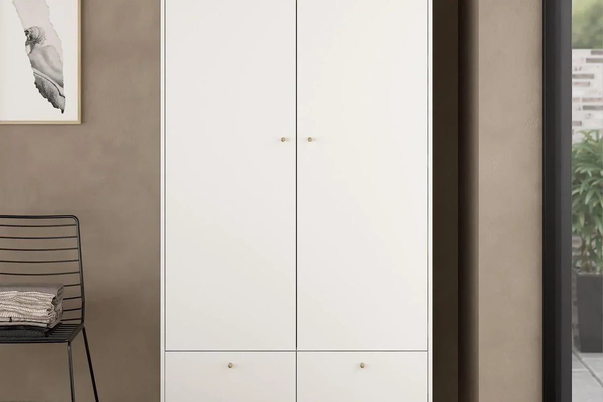 Cumbria Wardrobe With 2 Doors + 2 Drawers White