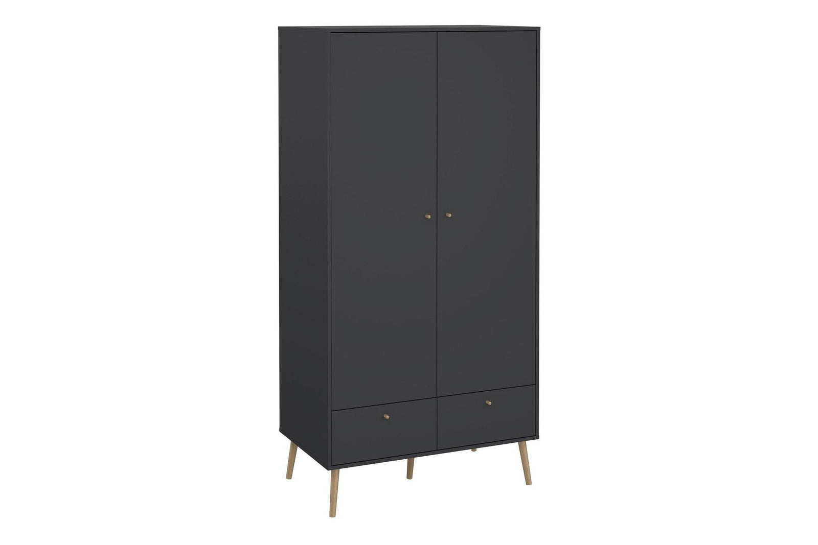 Cumbria Wardrobe With 2 Doors + 2 Drawers Dark Grey