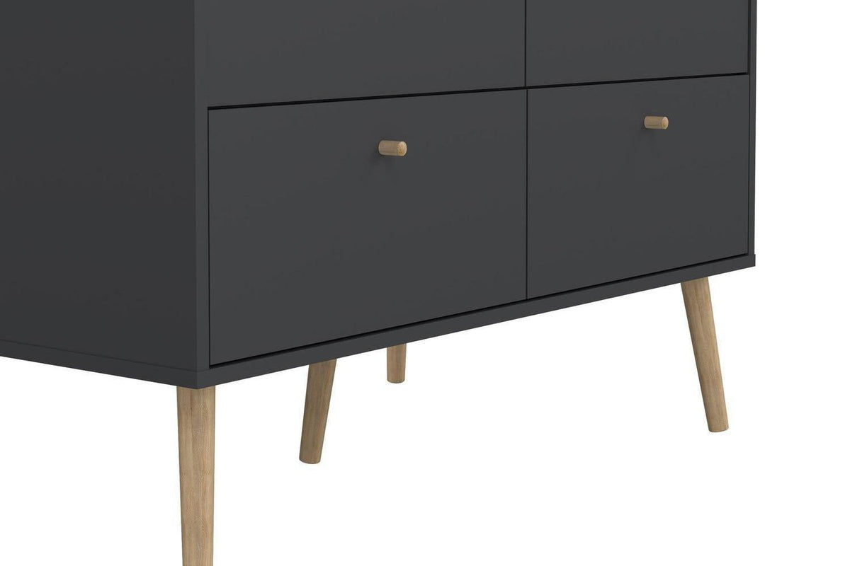 Cumbria Wardrobe With 2 Doors + 2 Drawers Dark Grey