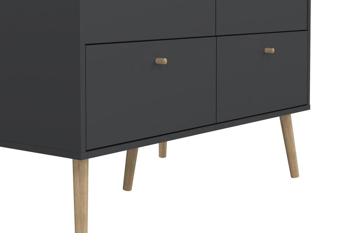 Cumbria Wardrobe With 2 Doors + 2 Drawers Dark Grey