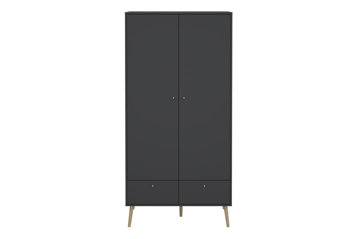 Cumbria Wardrobe With 2 Doors + 2 Drawers Dark Grey
