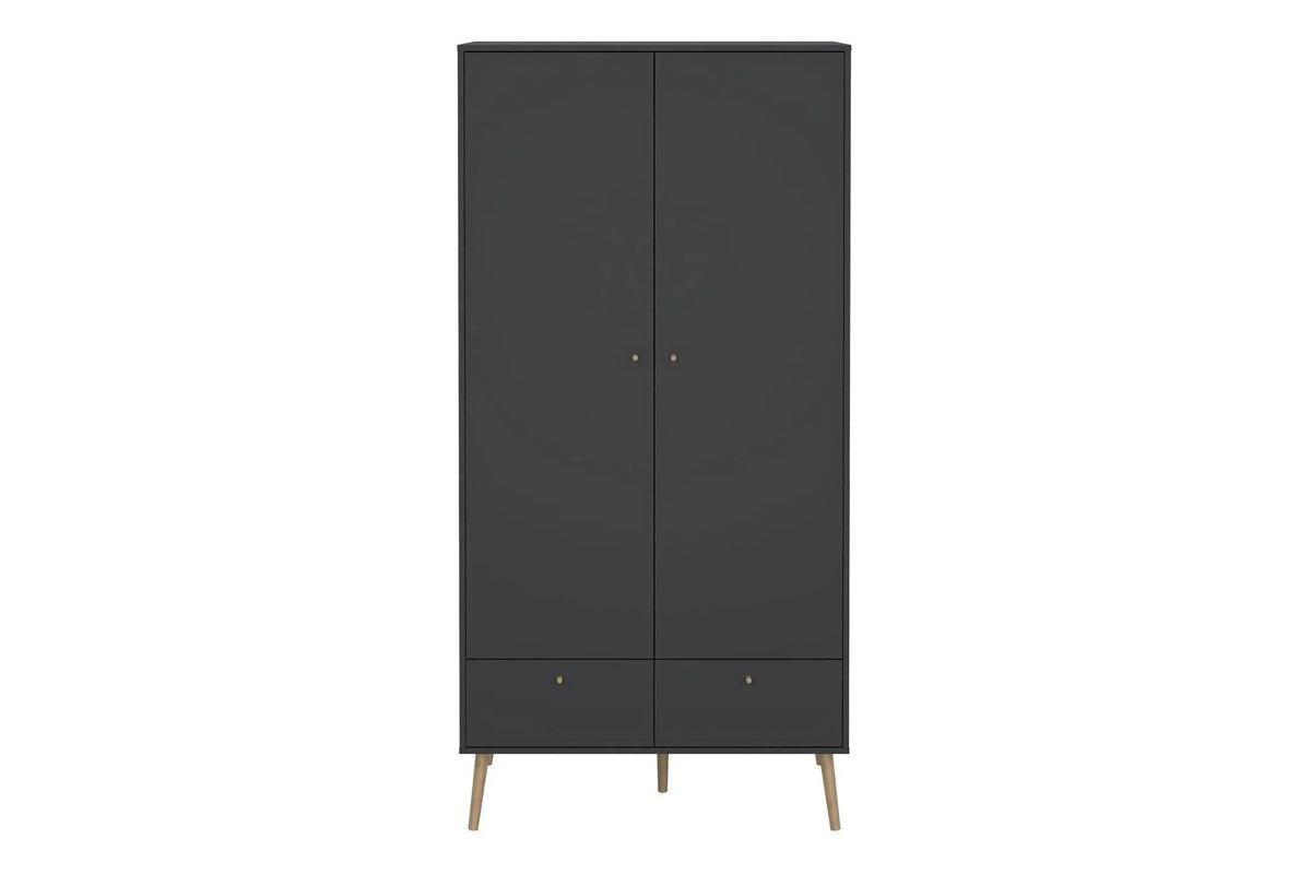 Cumbria Wardrobe With 2 Doors + 2 Drawers Dark Grey