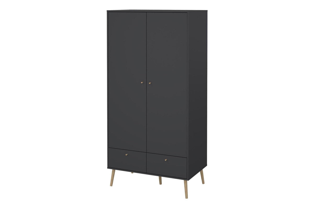 Cumbria Wardrobe With 2 Doors + 2 Drawers Dark Grey