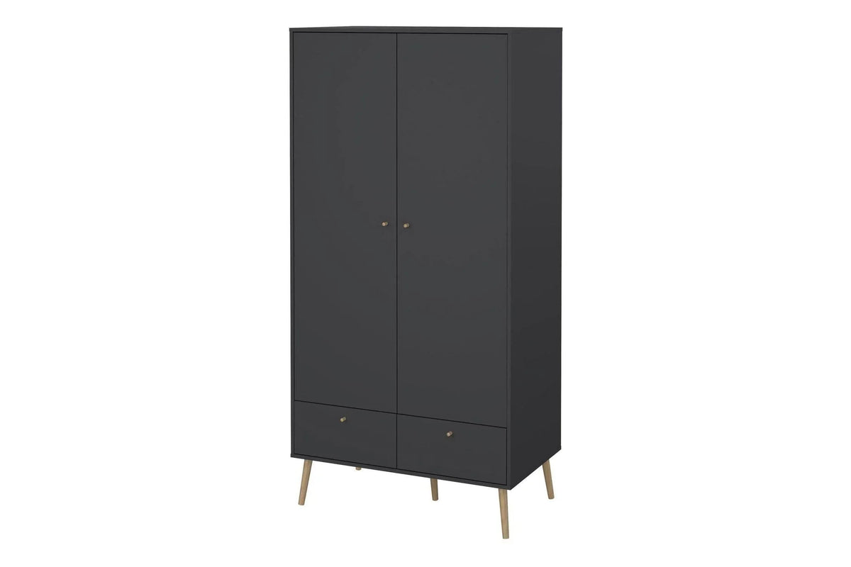 Cumbria Wardrobe With 2 Doors + 2 Drawers Dark Grey