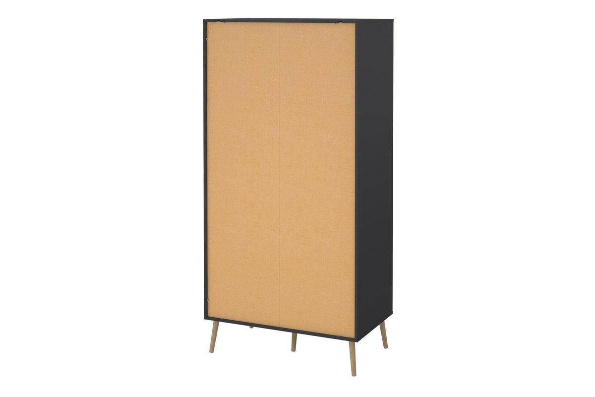 Cumbria Wardrobe With 2 Doors + 2 Drawers Dark Grey