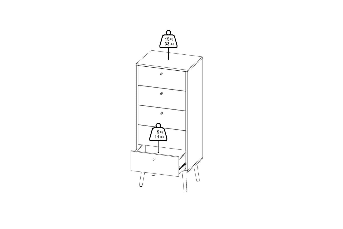 Cumbria Chest 5 Drawers Dark Grey