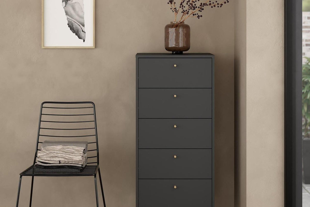 Cumbria Chest 5 Drawers Dark Grey