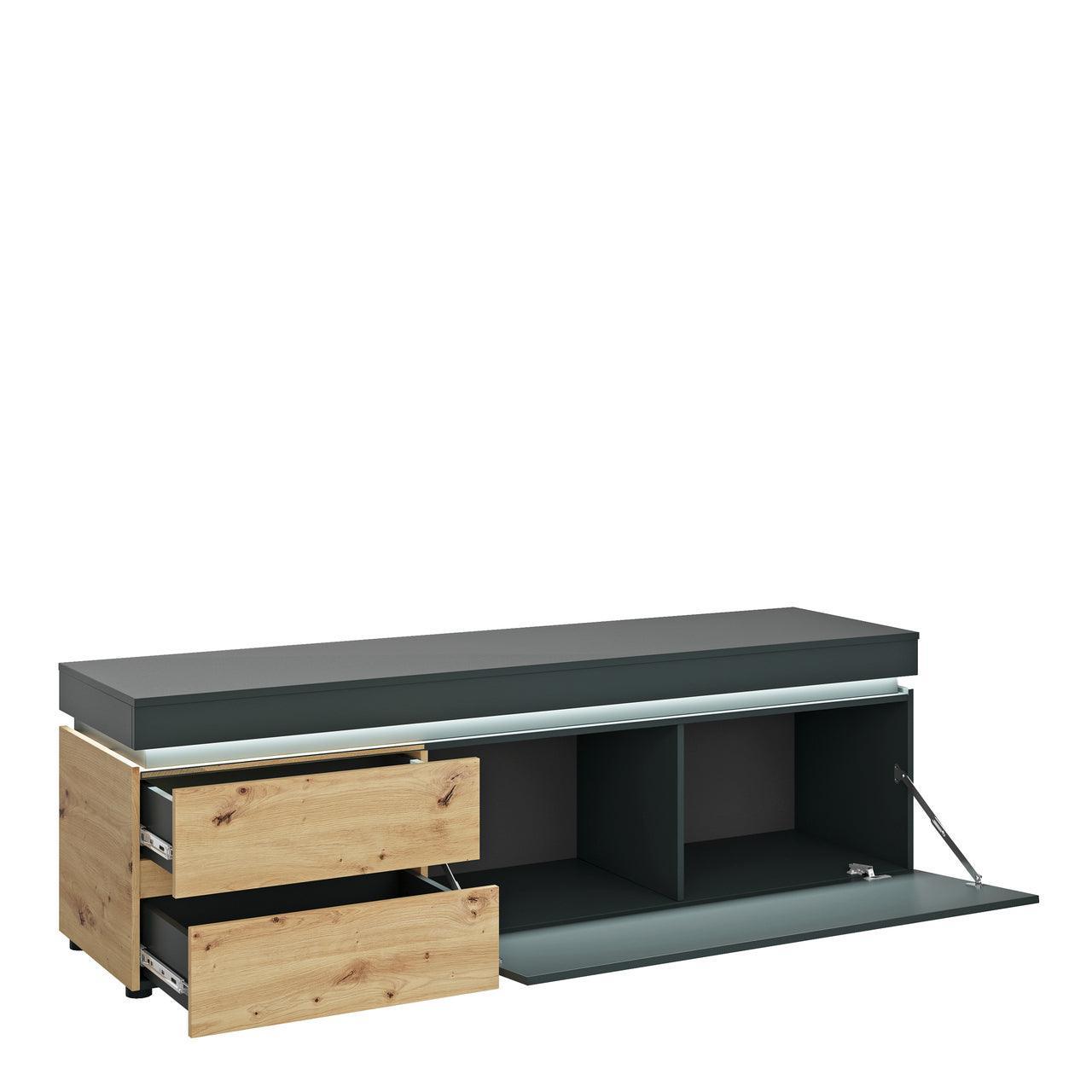 Luci 1 Door 2 Drawer Wide TV Unit in Platinum and Oak 180