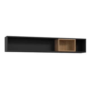 High Rock Wall Shelf In Matt Black/Riviera Oak